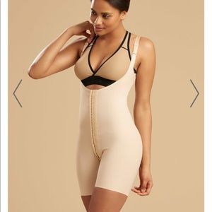 Compression Bodysuit Mid Thigh Length Beige
